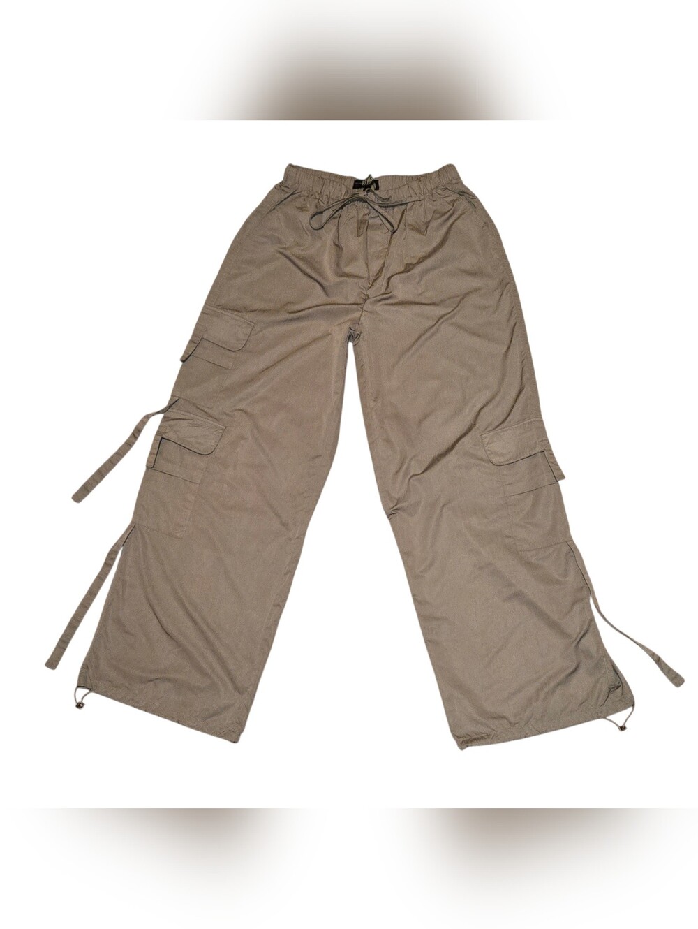 Rewash Y2K Khaki Cargo Parachute Pants Women’s Small Wide Leg Utility Streetwear
